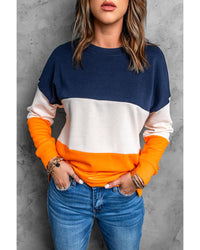 Thumbnail for Azura Exchange Colorblock Sweatshirt with Contrast Stitching and Slits - L