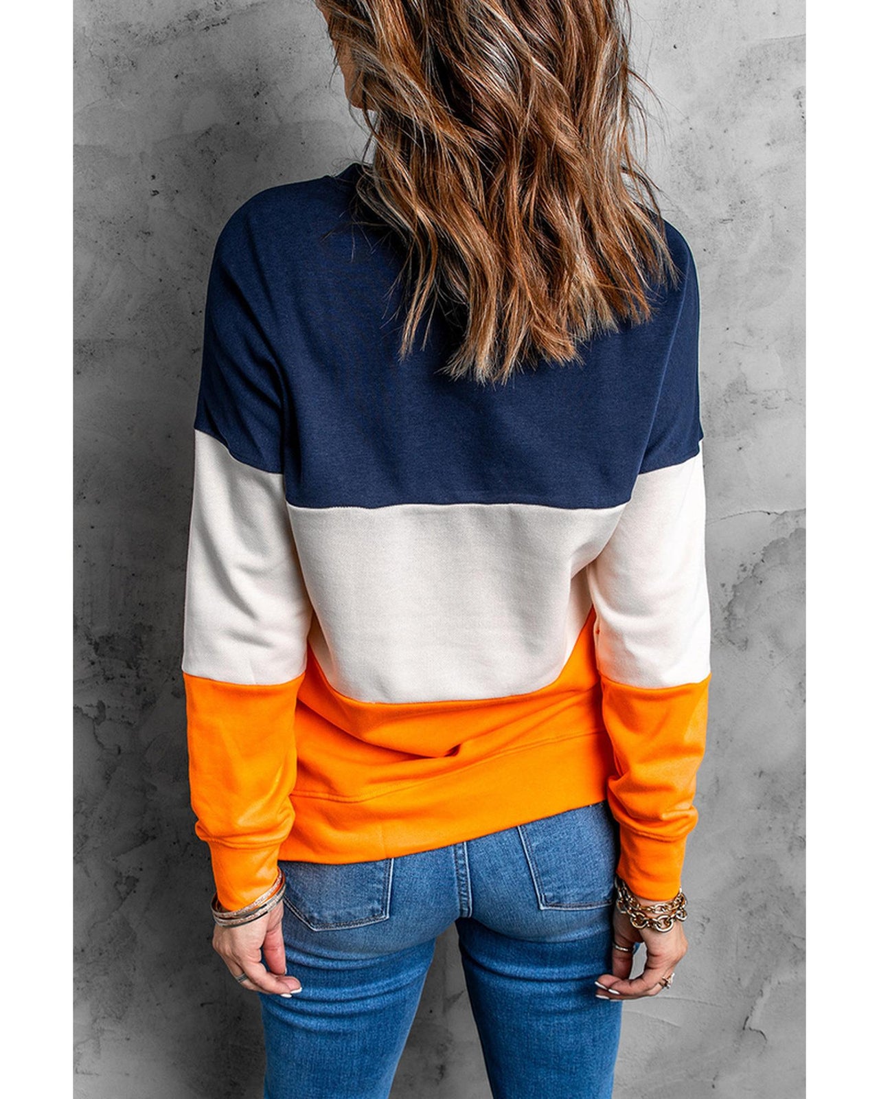 Azura Exchange Colorblock Sweatshirt with Contrast Stitching and Slits - L