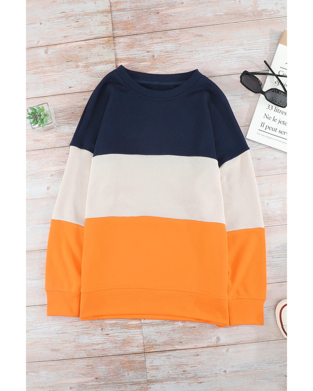 Azura Exchange Colorblock Sweatshirt with Contrast Stitching and Slits - L