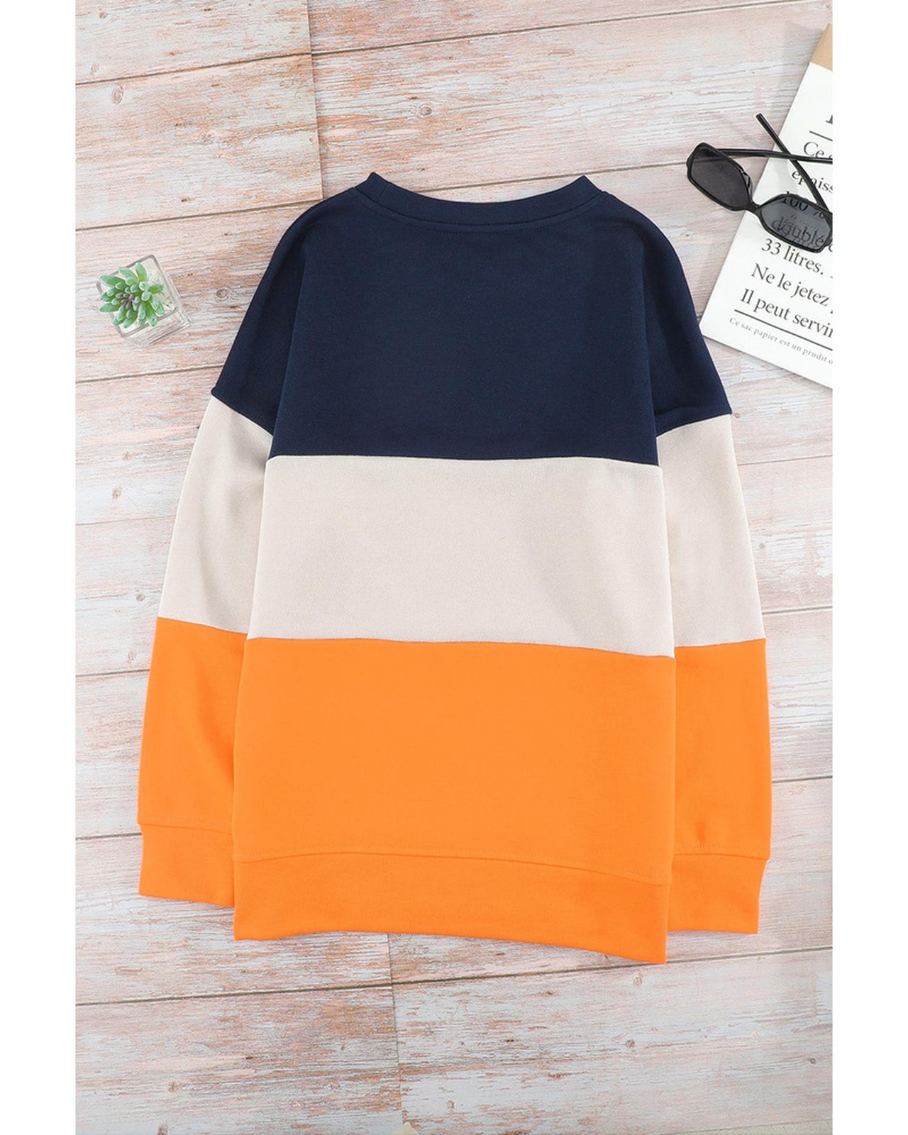 Azura Exchange Colorblock Sweatshirt with Contrast Stitching and Slits - L