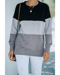 Thumbnail for Azura Exchange Black Contrast Stitching Sweatshirt with Slits - L