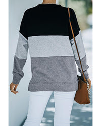 Thumbnail for Azura Exchange Black Contrast Stitching Sweatshirt with Slits - L