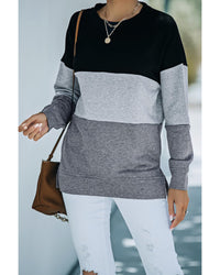 Thumbnail for Azura Exchange Black Contrast Stitching Sweatshirt with Slits - L