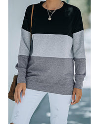 Thumbnail for Azura Exchange Black Contrast Stitching Sweatshirt with Slits - L