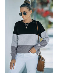 Thumbnail for Azura Exchange Black Contrast Stitching Sweatshirt with Slits - L