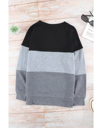 Thumbnail for Azura Exchange Black Contrast Stitching Sweatshirt with Slits - L