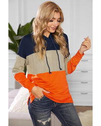 Thumbnail for Azura Exchange Color Block Stripe Hoodie with Drawstring - L