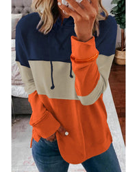 Thumbnail for Azura Exchange Color Block Stripe Hoodie with Drawstring - L