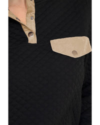 Thumbnail for Azura Exchange Quilted Stand Neck Sweatshirt with Fake Front Pocket - L