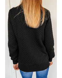 Thumbnail for Azura Exchange Quilted Stand Neck Sweatshirt with Fake Front Pocket - L