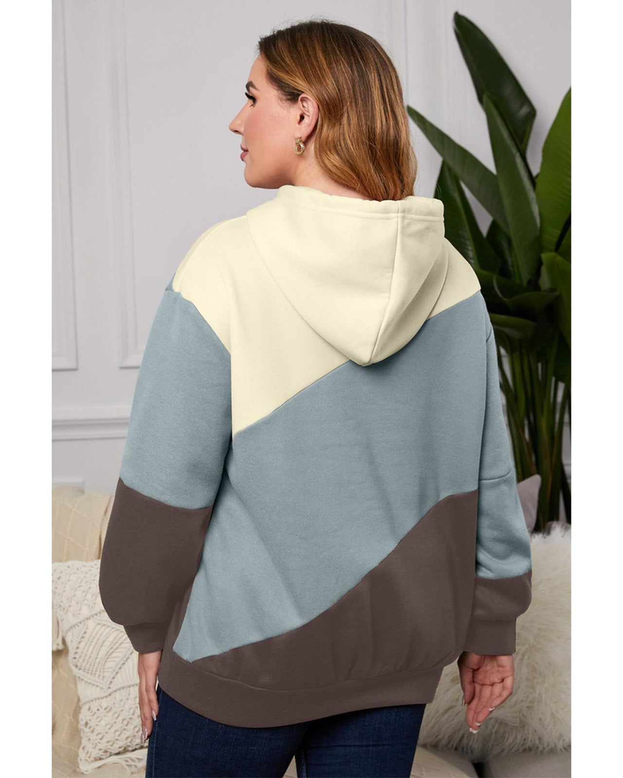 Azura Exchange Blue Colorblock Kangaroo Pocket Hoodie - 1X