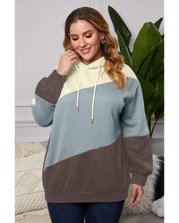 Thumbnail for Azura Exchange Blue Colorblock Kangaroo Pocket Hoodie - 1X