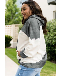 Thumbnail for Azura Exchange Gray Tie-Dyed Color Block Plus Size Hoodie - 3X