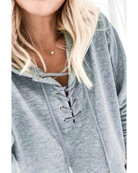 Thumbnail for Azura Exchange Lace-up Grey Casual Hoodie - 2XL