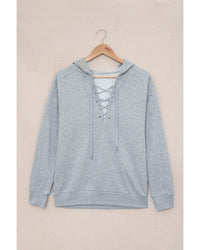 Thumbnail for Azura Exchange Lace-up Grey Casual Hoodie - 2XL