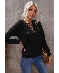 Thumbnail for Azura Exchange Solid Color Lace-up Hoodie - L