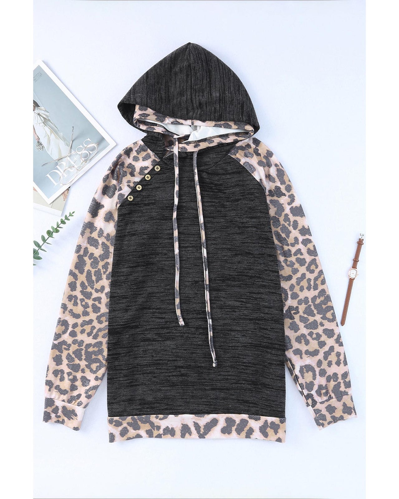 Azura Exchange Leopard Contrast Hoodie - XL