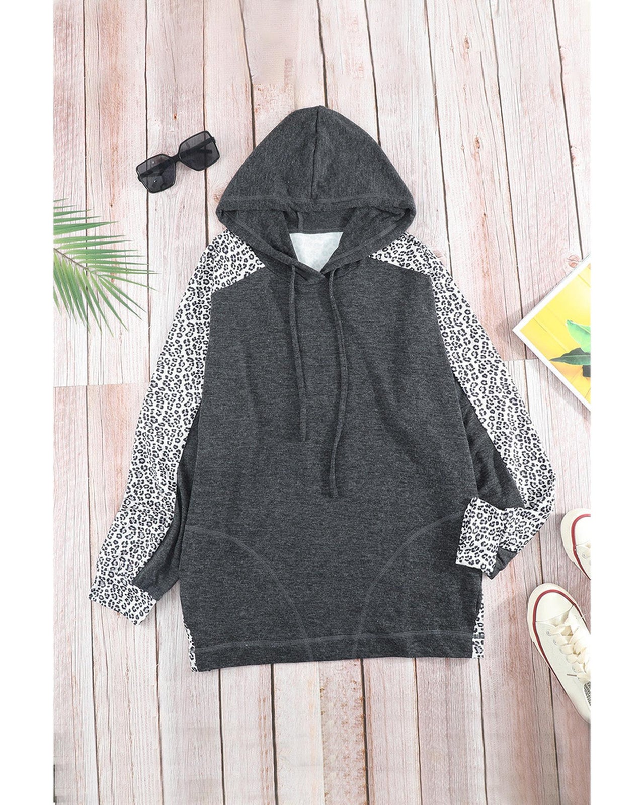 Azura Exchange Patchwork Leopard Pullover Hoodie - M