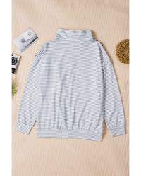 Thumbnail for Azura Exchange Striped Sweatshirt with Splicing Zipper Collar - S