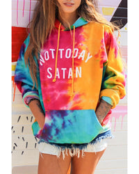 Thumbnail for Azura Exchange Not Today Satan Tie Dye Hoodie - 95% Polyester 5% Elastane - M