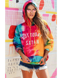 Thumbnail for Azura Exchange Not Today Satan Tie Dye Hoodie - 95% Polyester 5% Elastane - M