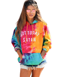 Thumbnail for Azura Exchange Not Today Satan Tie Dye Hoodie - 95% Polyester 5% Elastane - M