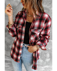 Thumbnail for Azura Exchange Plaid Shacket with Buttons Pockets - L