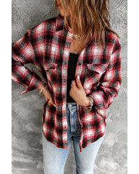 Thumbnail for Azura Exchange Plaid Shacket with Buttons Pockets - L