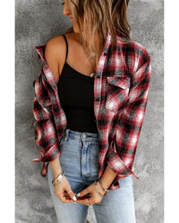 Thumbnail for Azura Exchange Plaid Shacket with Buttons Pockets - L