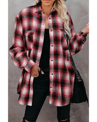 Thumbnail for Azura Exchange Plaid Shacket with Buttons Pockets - L