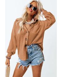 Thumbnail for Azura Exchange Waffle Knit Button Up Casual Shirt - L