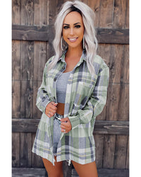 Thumbnail for Azura Exchange Plaid Button Up Patch Pocket Shirt - M