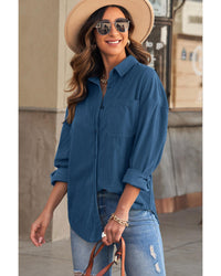 Thumbnail for Azura Exchange Button Pocket Corduroy Shirt - 3XL