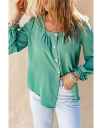 Thumbnail for Azura Exchange Flounce Sleeve Square Neck Button-Up Shirt - M