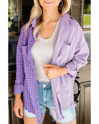 Thumbnail for Azura Exchange Plaid Button Down Long Sleeve Shirt with Chest Pocket - L