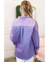 Thumbnail for Azura Exchange Plaid Button Down Long Sleeve Shirt with Chest Pocket - L