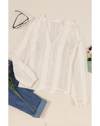 Thumbnail for Azura Exchange Long Sleeve Button Up Lace Shirt - XL