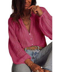 Thumbnail for Azura Exchange V-Neck Lace Button-Up Shirt - 2XL