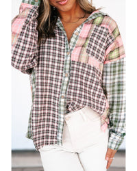 Thumbnail for Azura Exchange Plaid Patchwork High Low Oversized Shirt - L