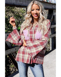 Thumbnail for Azura Exchange Contrast Patchwork Raw Edge Distressed Plaid Shirt - M