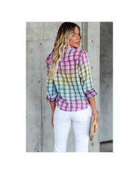 Thumbnail for Azura Exchange Vibrant Tie Dye Plaid Button Up Shirt - 2XL