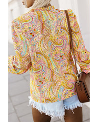 Thumbnail for Azura Exchange Paisley Print Ruffled Trim Boho Shirt - L