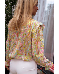 Thumbnail for Azura Exchange Paisley Print Ruffled Trim Boho Shirt - M