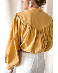 Thumbnail for Azura Exchange Pleated Yellow Puff Sleeve Loose Shirt - XL