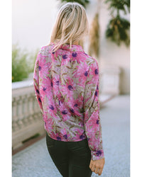 Thumbnail for Azura Exchange Floral Print Button Up Puff Sleeve Shirt - M