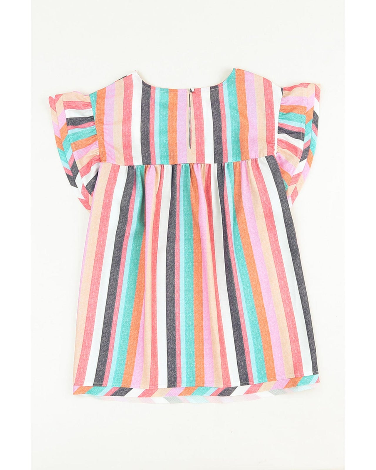 Azura Exchange Striped Tiered Ruffle Cap Sleeve Top - M