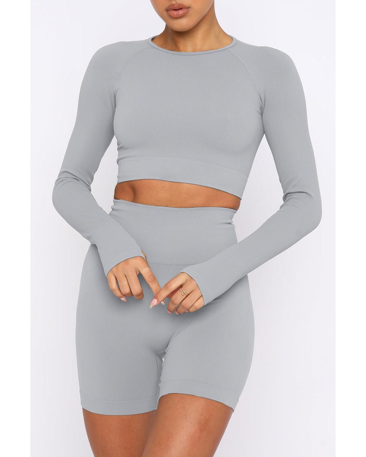 Azura Exchange Seamless Long Sleeve Crop Top - L