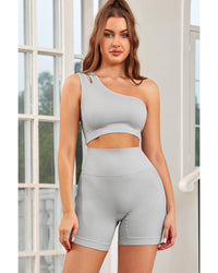 Thumbnail for Azura Exchange Split Shoulder Ribbed Cropped Sports Top - L