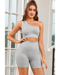 Thumbnail for Azura Exchange Split Shoulder Ribbed Cropped Sports Top - L