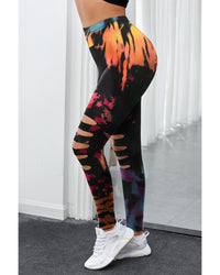 Thumbnail for Azura Exchange Tie Dye Hollow Out Fitness Leggings - L